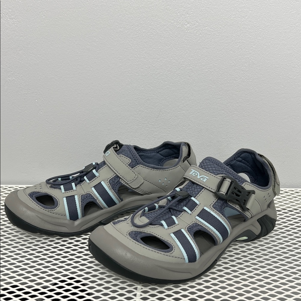 Teva Omnium Gray Blue Closed Toe Hiking Sport Sandals Women’s 9.5 - Picture 4 of 7